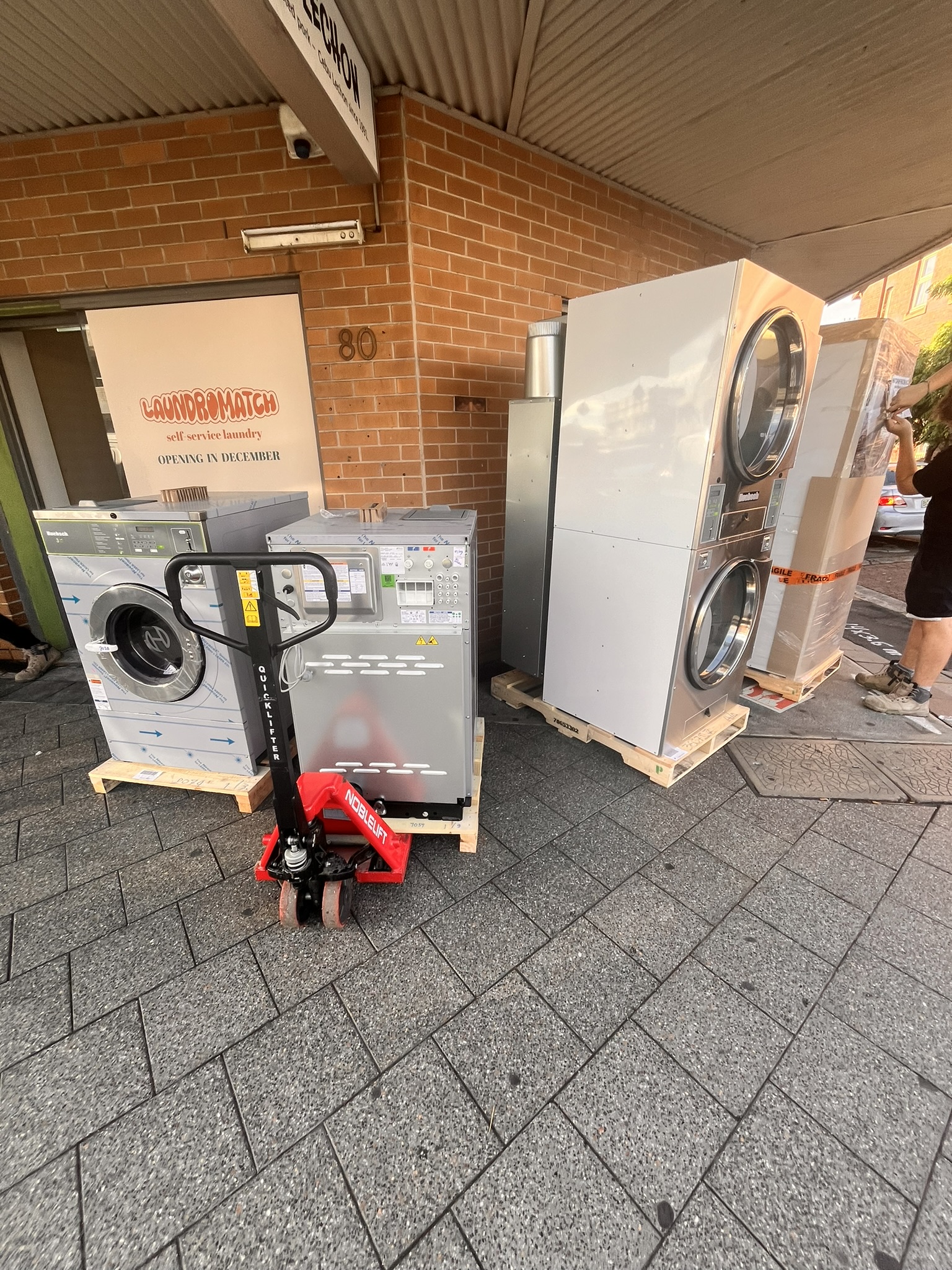 Equipment arriving on pallets